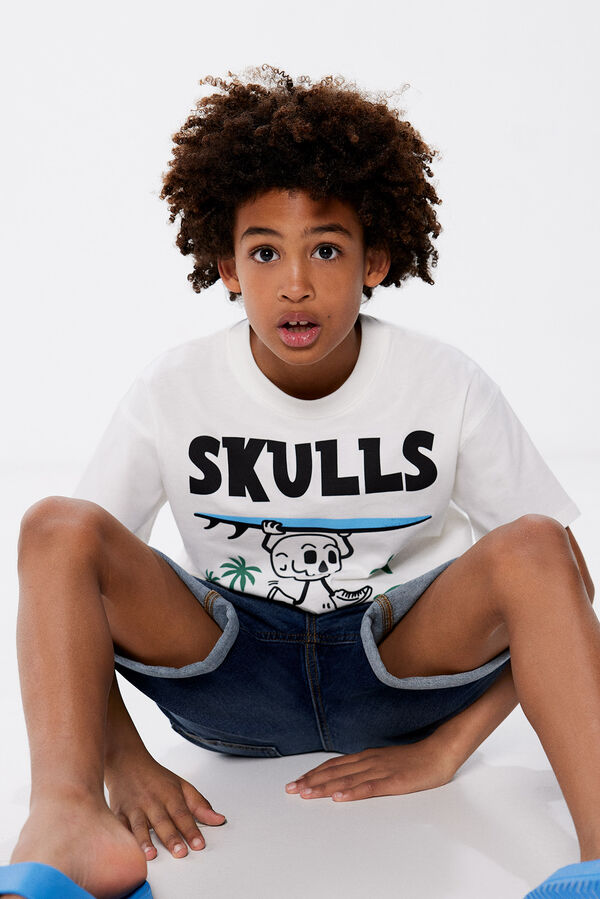 Springfield Camiseta "furious surfers" niño marfil