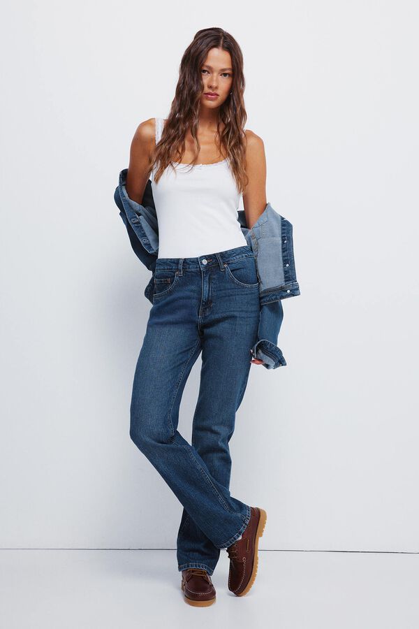 Springfield Calça jeans reta azul