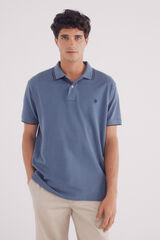 Springfield Regular fit contrast details piqué polo shirt blue