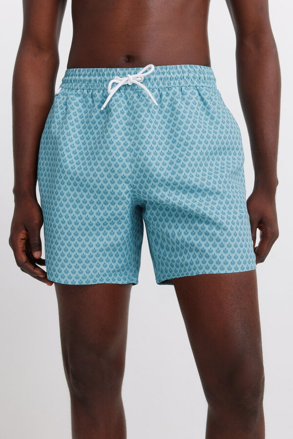 Springfield Fato de banho estampado mosaico bolso fecho-&eacute;clair azul