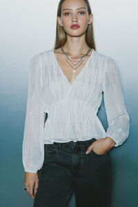 Springfield Blusa de lurex com cós elástico