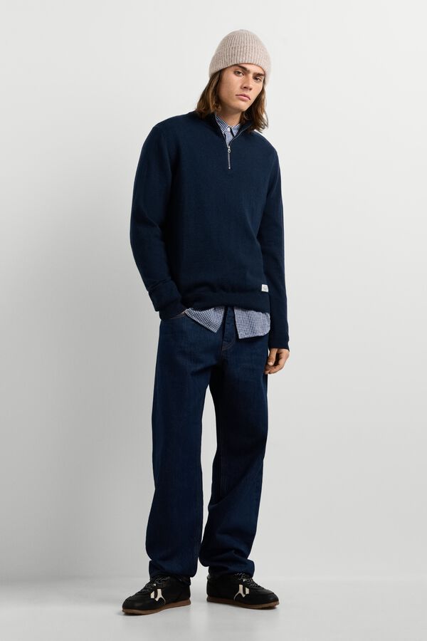 Pepe Jeans Camisola de gola alta com fecho-&eacute;clair azul