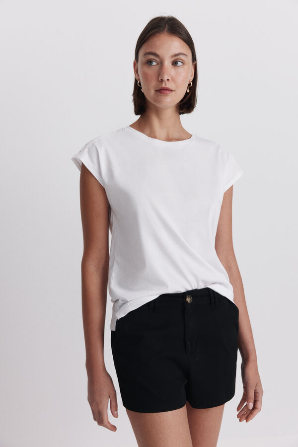 Springfield T-shirt crochet ombro branco