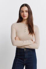 Springfield Camiseta canal&eacute; cuello botones tostado