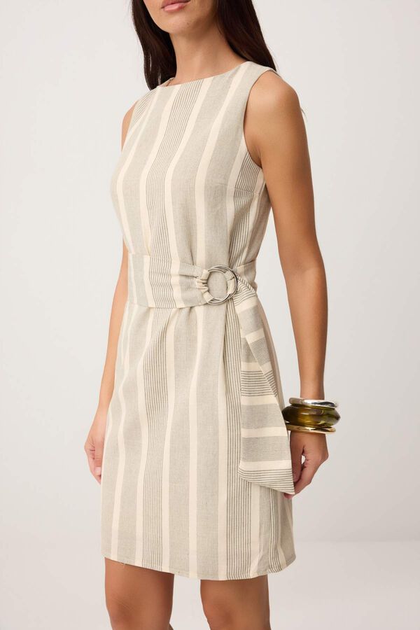 Trendyol Vestido curto com cinto estampado