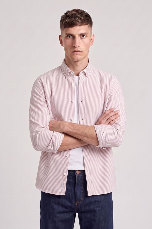 Jack & Jones Camisa Oxford 100% algod&atilde;o vermelho
