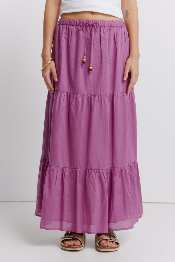 Springfield Saia midi com folhos rosa