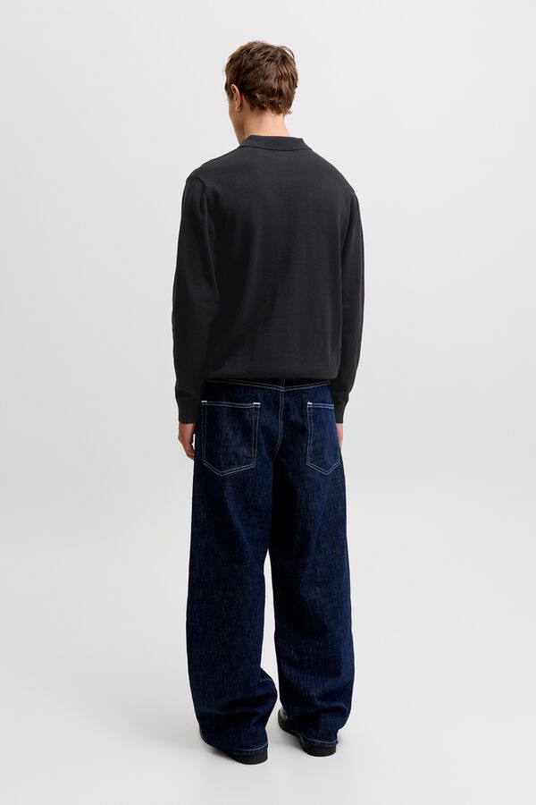 Jack & Jones Polo de malha 100% algod&atilde;o preto