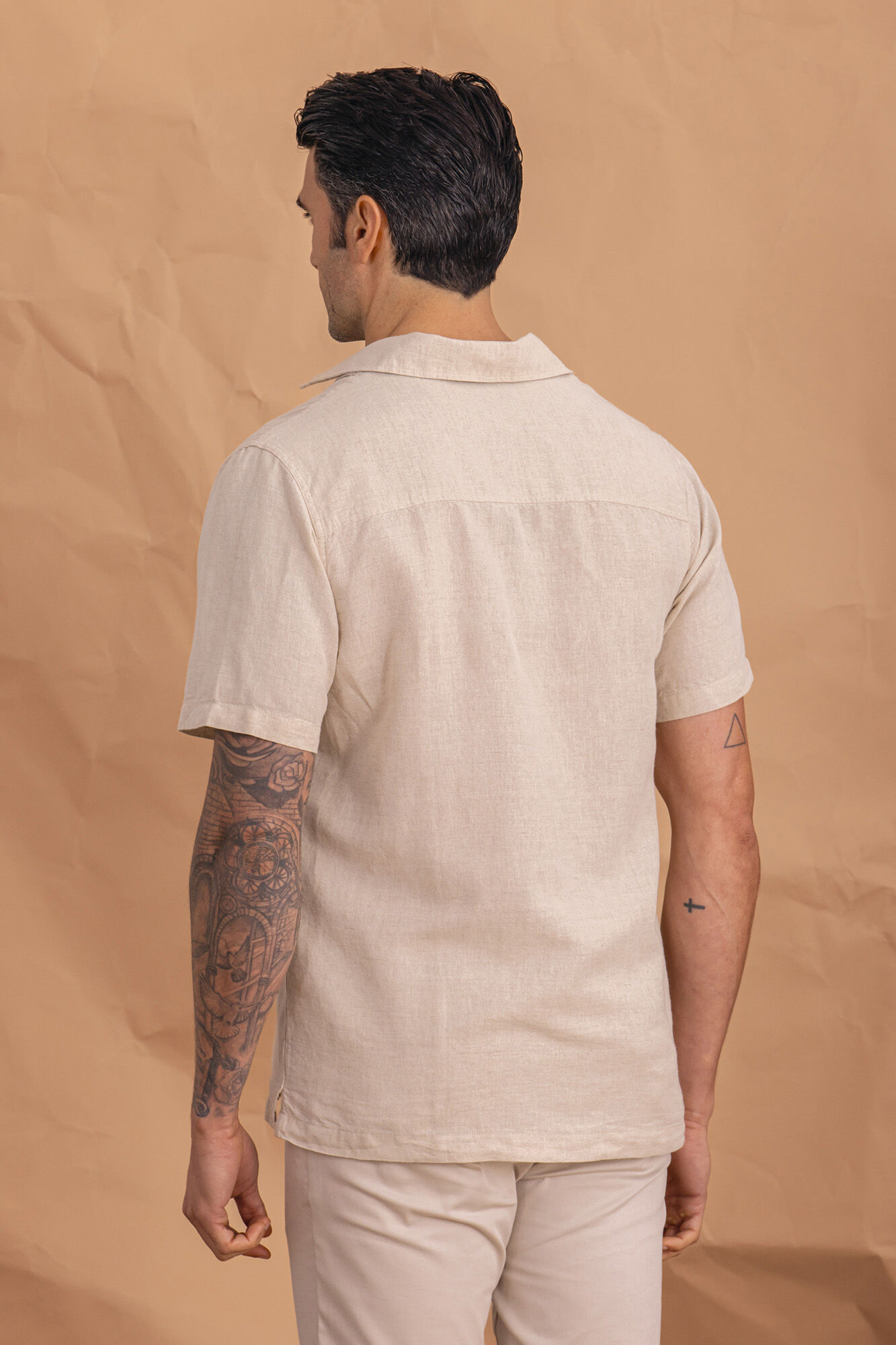 Celopman Camisa manga curta com linho