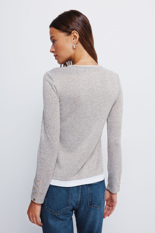 Springfield T-shirt efeito dupla pe&ccedil;a com toque suave cru