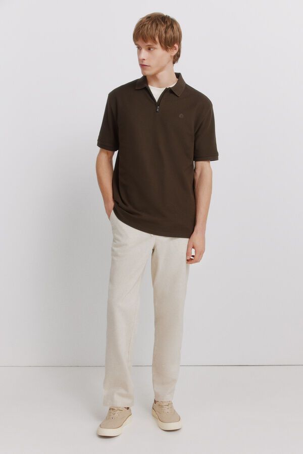 Springfield Cal&ccedil;as chino em linho comfort fit branco