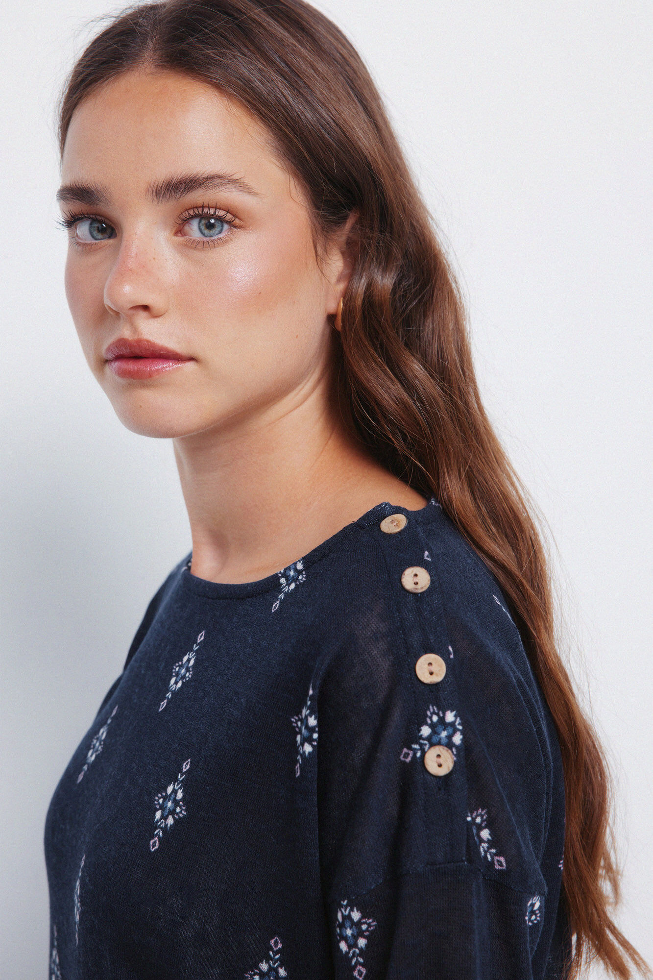 Springfield Camiseta estampada com efeito linho