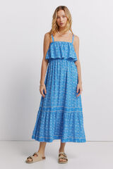 Springfield Vestido midi de al&ccedil;as com folhos azul
