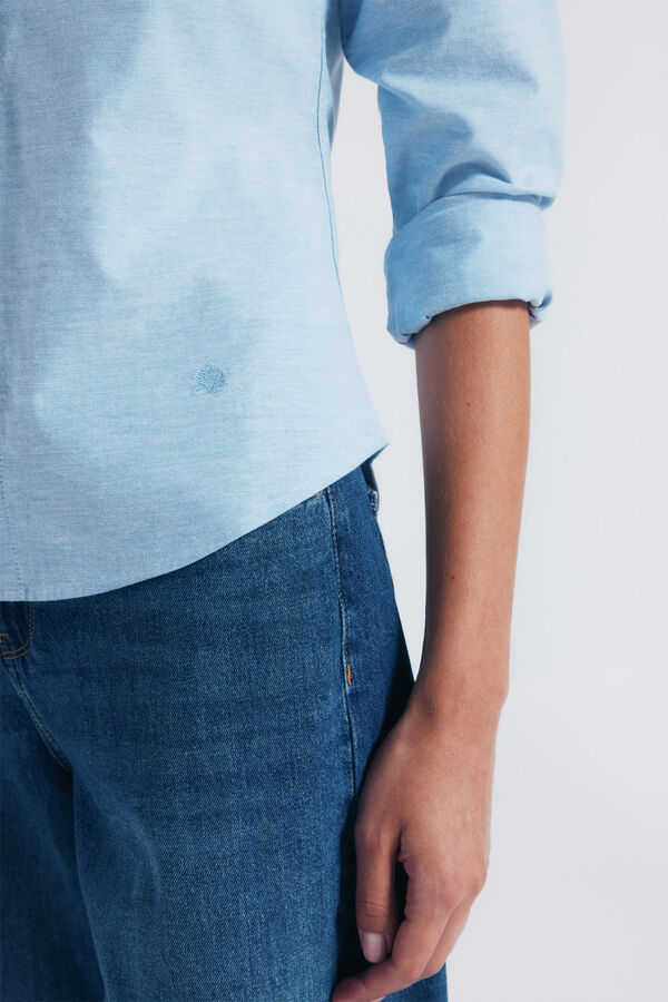Springfield Camisa de algodão Oxford azul