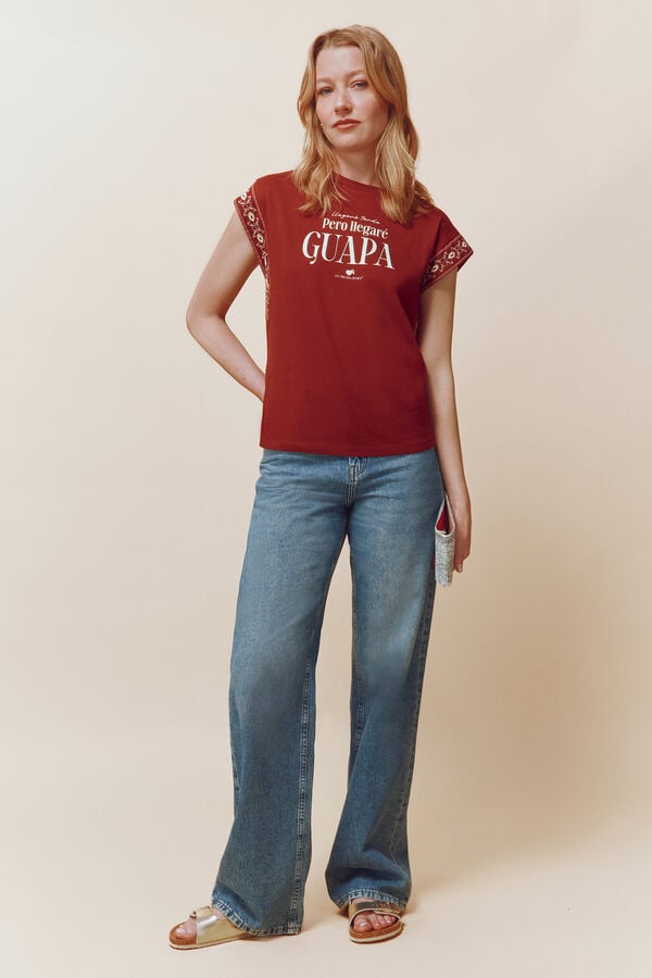 Springfield T-shirt "Chegarei tarde, mas chegarei bonita" vermelho