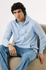 Pepe Jeans  Sweatshirt lavado com logo pequeno na frente e logo grande atrás.  azul