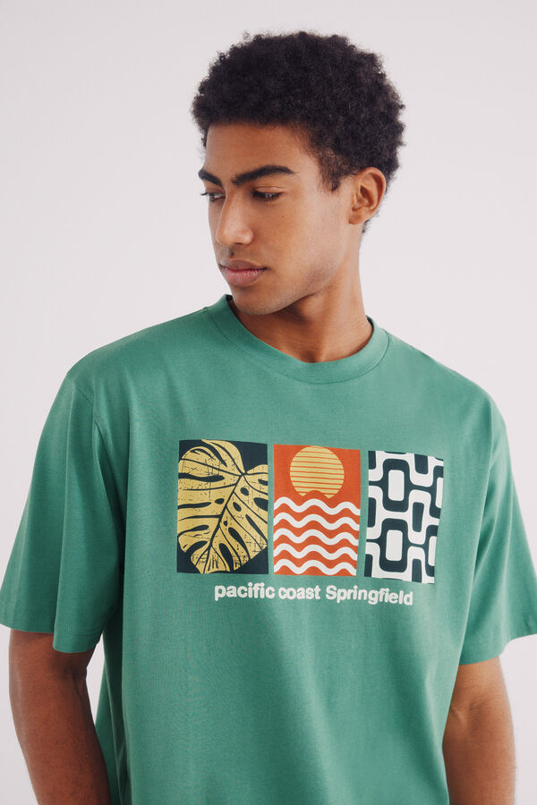 Springfield T-shirt estampado tropical verde