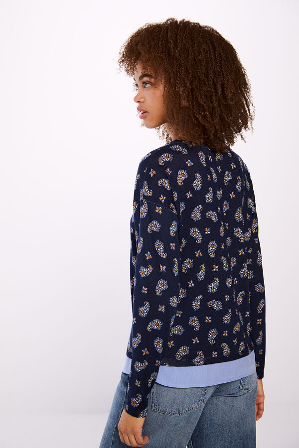 Springfield T-shirt estampada combinada azul