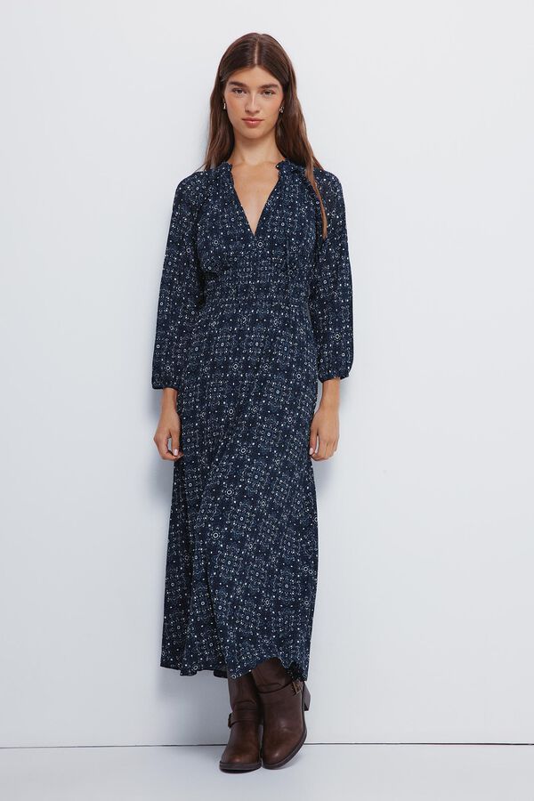 Springfield Vestido midi com cintura elástica azul