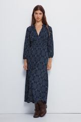 Springfield Vestido midi com cintura elástica azul
