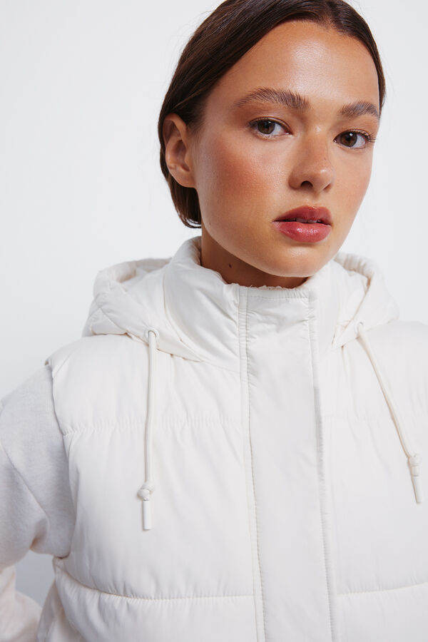 Springfield Colete com capuz em poli&eacute;ster reciclado cru