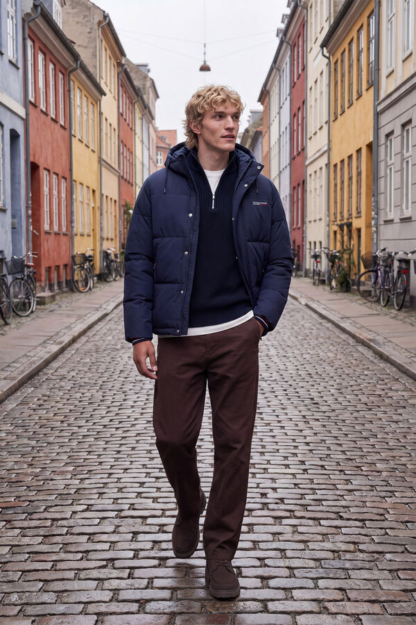 Jack & Jones Blus&atilde;o puffer com capuz azul