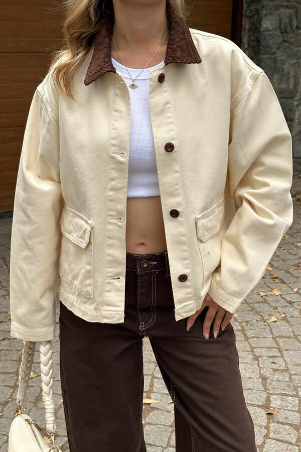 Trendyol Blazer cruzado de trespasse com bot&otilde;es duplos bege