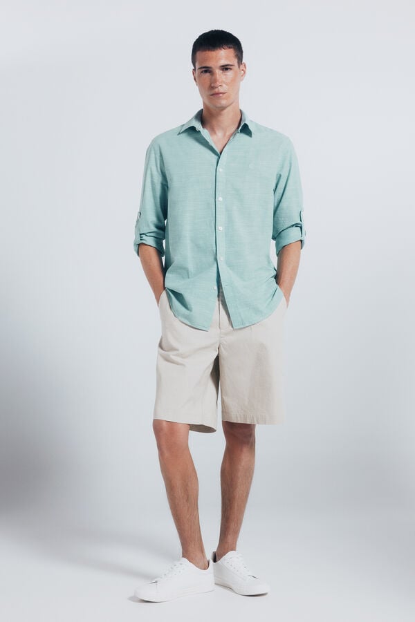 Springfield Camisa algodón slub verde