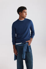 Springfield Camisola b&aacute;sica gola redonda azul