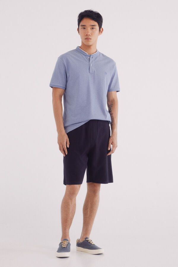 Springfield Slim fit mao oxford piqué polo shirt blue