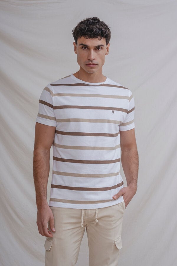 Celopman T-shirt riscas bege