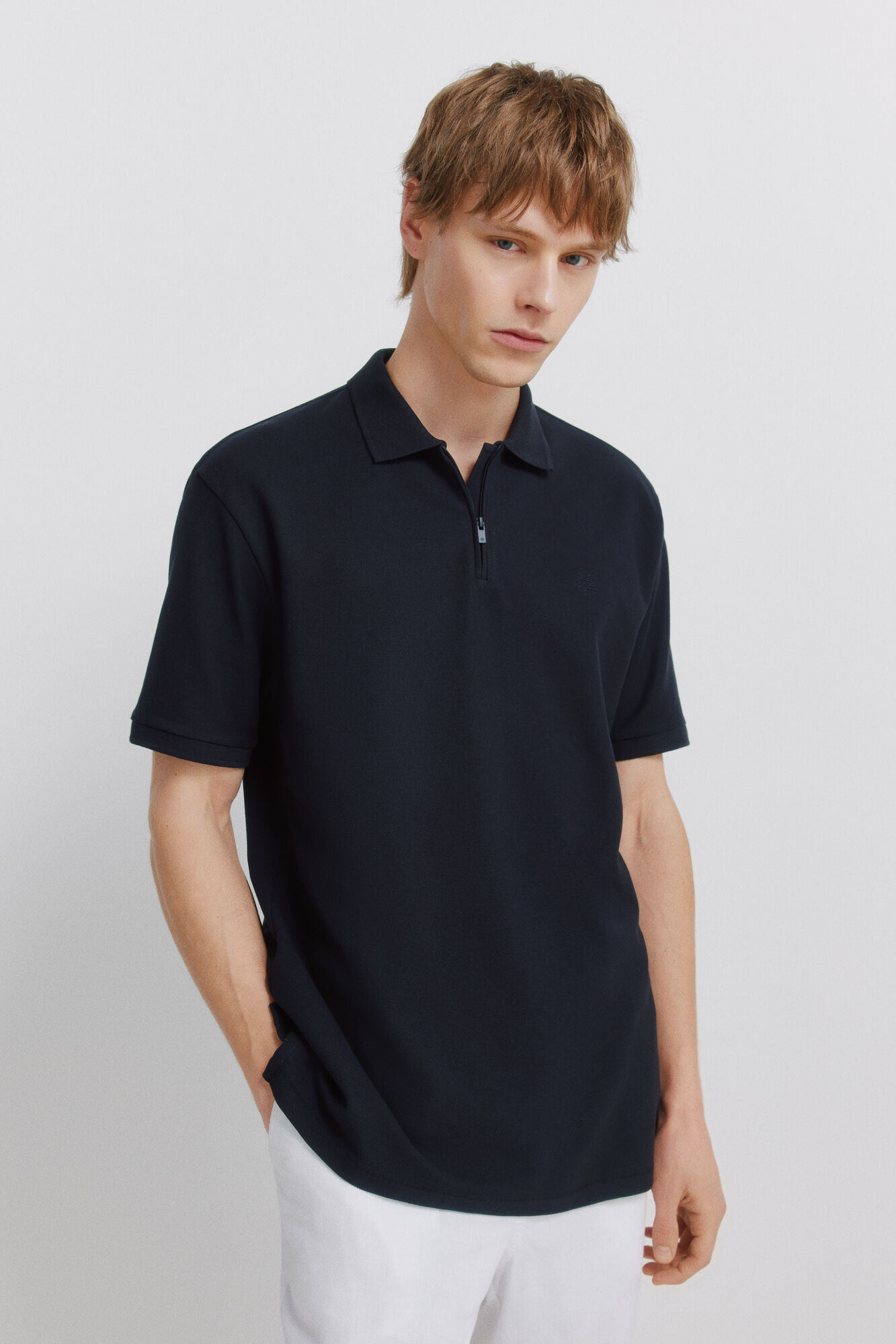 Springfield Polo piqu&eacute; fecho-&eacute;clair regular fit