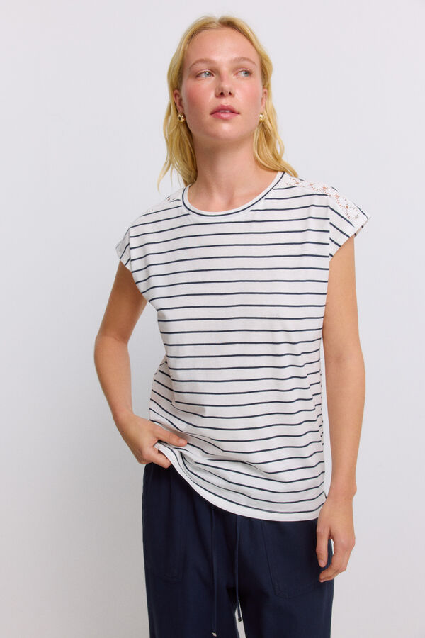 Springfield T-shirt crochet ombro branco