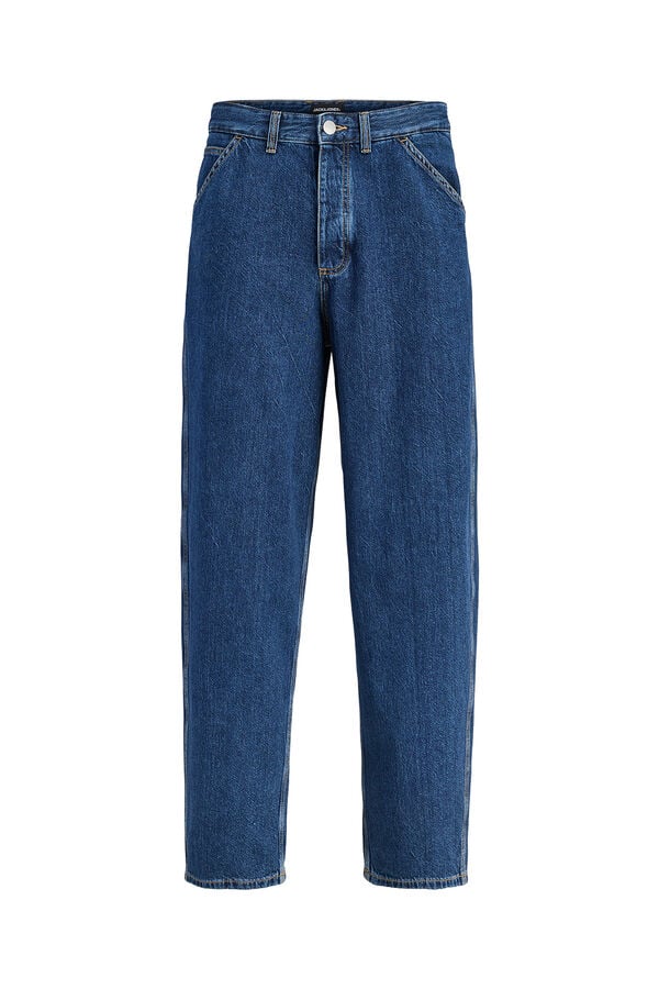 Jack & Jones Jeans baggy cintura alta em algod&atilde;o azul