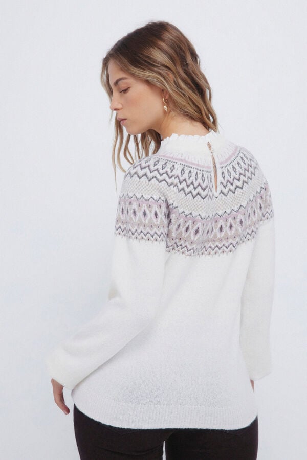 Springfield Camisola com borda jacquard e gola combinada vison