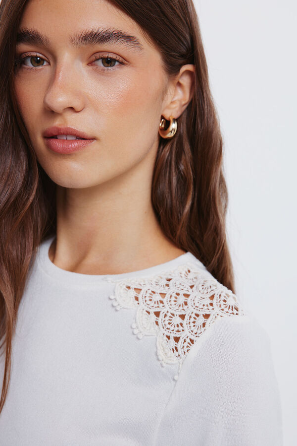 Springfield T-shirt ombro a ombro em crochet branco