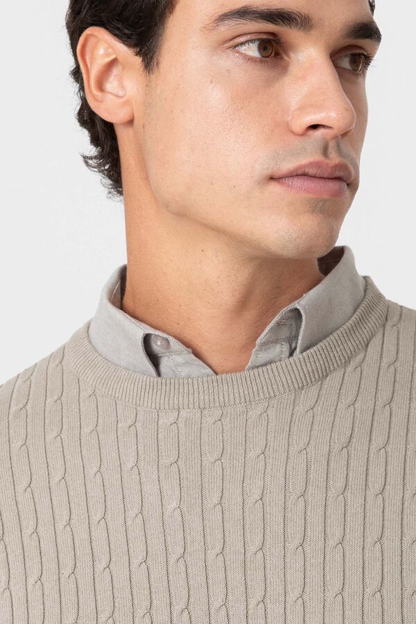 Celopman Camisola de malha com gola caixa bege