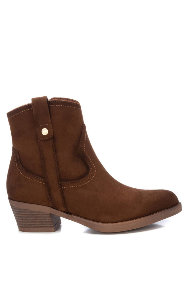 XTI Botim de senhora de camur&ccedil;a em camel  cru