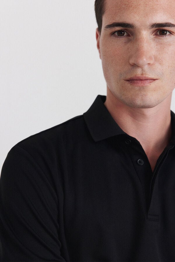 Springfield Polo em tecido t&eacute;cnico slim fit preto