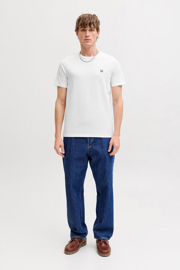 Jack & Jones T-shirt slim bordada branco