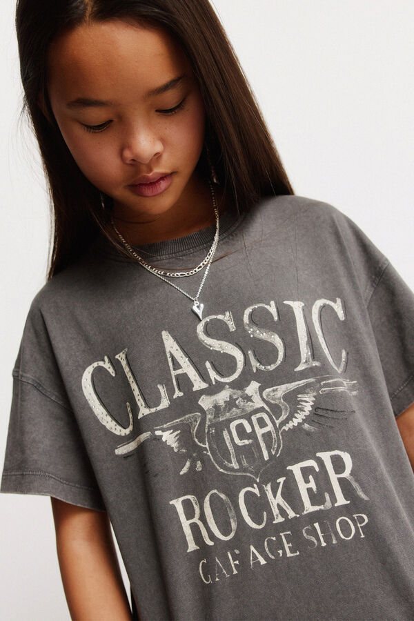 Springfield Kids T-shirt manga curta rocker para menina cinzento