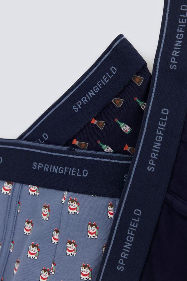 Springfield Pack 3 boxers Japon azul