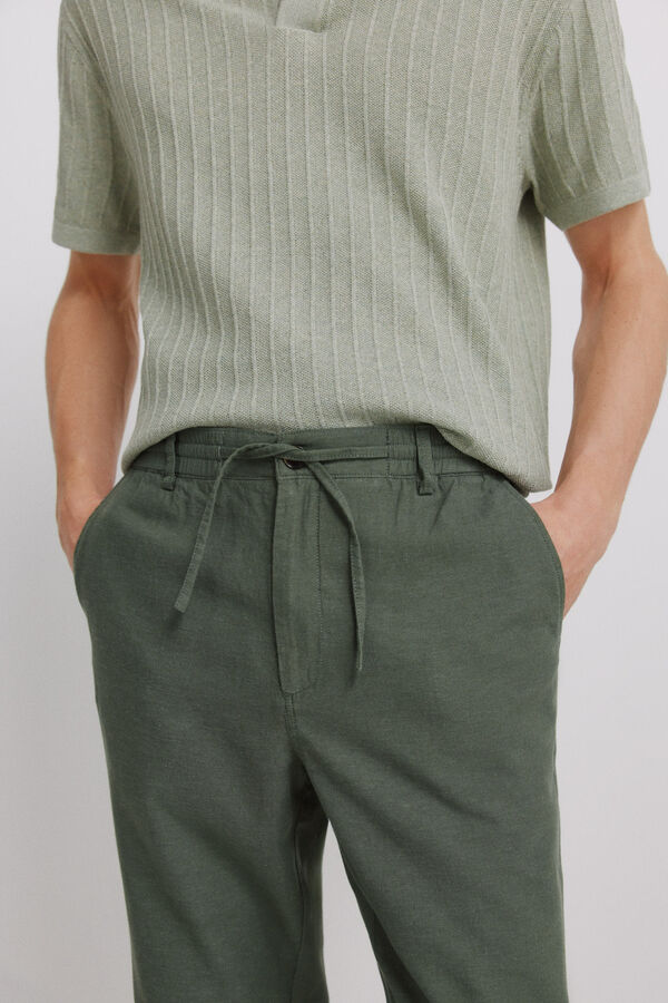Springfield Cal&ccedil;as chino em linho comfort fit estampado