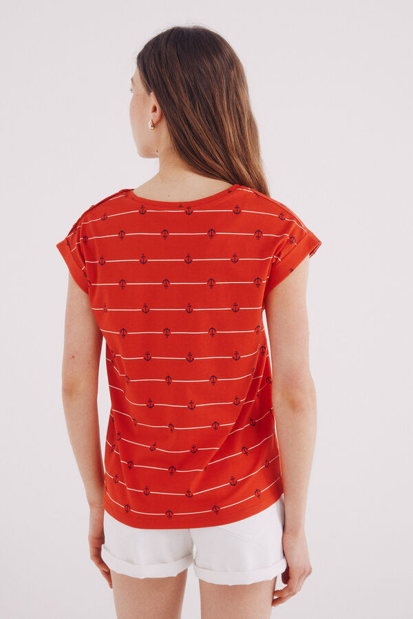 Springfield T-shirt estampagem botões ombro vermelho