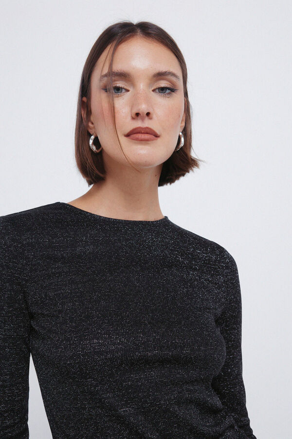 Springfield T-shirt com decote nas costas em lurex preto