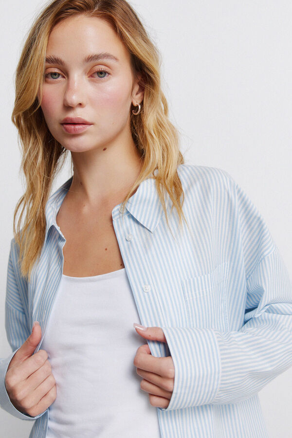 Springfield Camisa oversize &agrave;s riscas azul