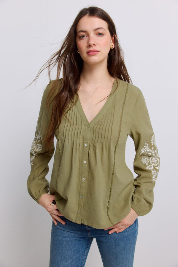 Springfield Blusa rom&acirc;ntica bordada estampado