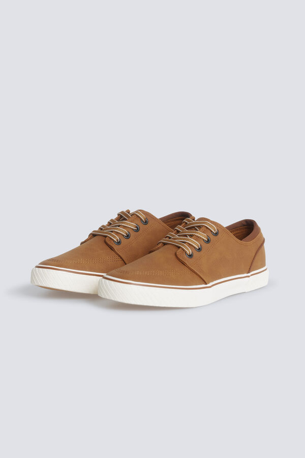 Springfield Sneaker ic&oacute;nica em efeito pele castanho