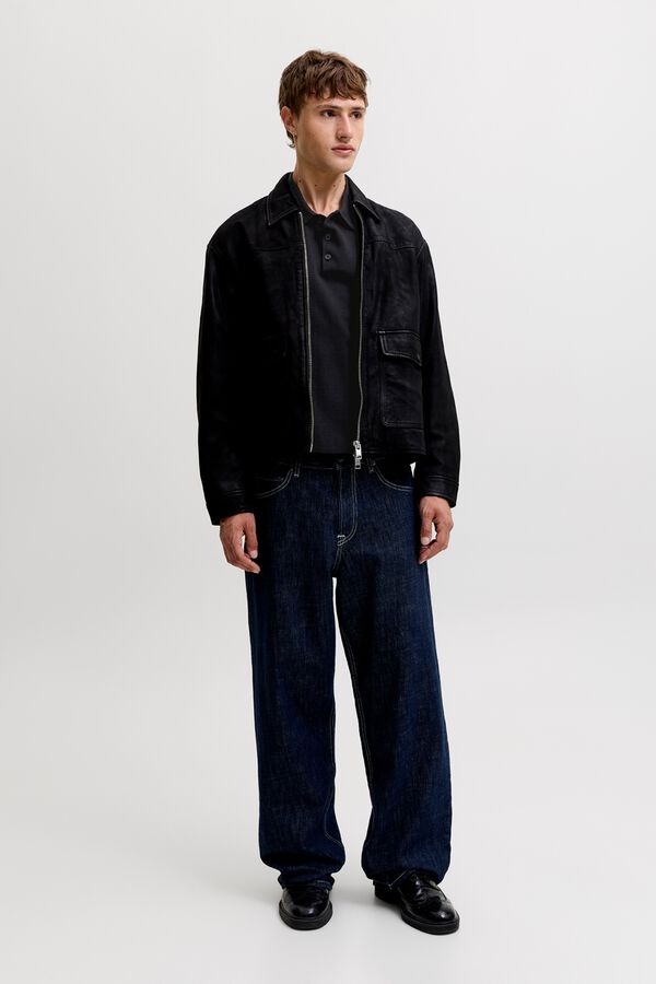 Jack & Jones Polo de malha 100% algod&atilde;o preto