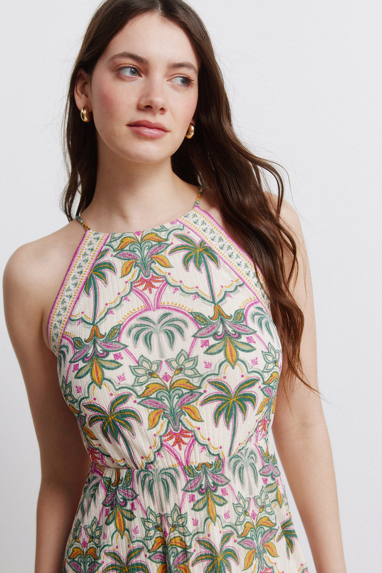 Springfield Vestido gola halter estampado